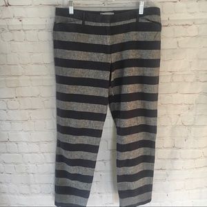 GAP slim & cropped navy blue chambray stripe pants